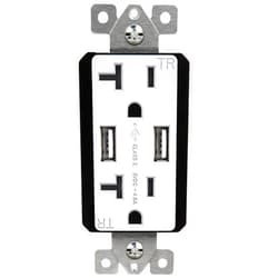 TOPGREENER 4.8A High Speed USB Outlet Wall Charger, 24W, 20A TR Receptacle Compatible with iPhone SE/11/XS/XR/X/8, Samsung Galaxy S20/S10/S9/Note, LG, HTC & More, TU22048A-W, White