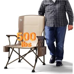 TIMBER RIDGE Oversized Folding Camping Chair High Back Heavy Duty for Adults Support up to 500lbs with Cup Holder, Side Pocket Cooler Bag