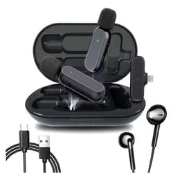 Rocky Mars 2 Pack Wireless Lavalier Microphone for iPhone iPad with 800mAh Charging Case, RockyMars Clip on Lapel Mic, Plug-Play, Noise Reduction, Portable Microphone for Video Recording/FaceTime/Online Live