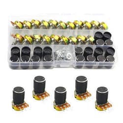 WMYCONGCONG 20 PCS B10K 10K Ohm Knurled Shaft Linear Rotary Taper Potentiometer with Black Knob(WH148) Kit
