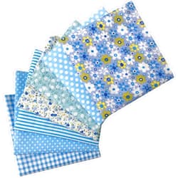 Qililandiy 7 Pcs Fat Quarters Fabric Bundles Quilting Fabric Bundle Patchwork for Sewing Quilting and Crafting (Blue)