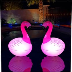 Cootway Rukars floating Flamingo LED pool lights 2PCS, Waterproof, Glow in The Dark solar Powered, Inflatable for pool Spa Patio Wedding Party Christmas Decorations