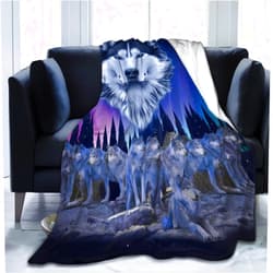 PAVQWEJ Flannel Throw Blanket,Wolf Fleece Blanket for Bed,Super Soft Plush Wolf Blanket for Autumn Winter (50x40inch)