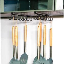Luanben 2 piecesblack Cabinet Mug Hooks 24 Pieces Double Row Hooks, can Hang Coffee Cups/Cup Holders Under Kitchen cabinets/Hand Towels/Scarves/Ties, etc., no Need to Drill Holes (2 pcs,Black