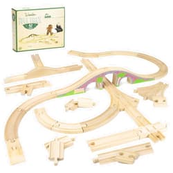 Conductor Carl Wooden Train Track Set | Kids Games | Compatible with Toy Train Brands | Small Expansion Set - 42 Pieces