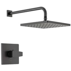 Delta Faucet Modern 14 Series Matte Black Shower Faucet, Delta Shower Trim Kit with Single-Spray Touch-Clean Black Shower Head, Matte Black T14267-BL-PP (Valve Not Included)