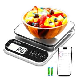 Yoncon Smart Food Scale Digital Weight Grams and Oz, 3kg/0.1g Kitchen Scale for Weight Loss, Cooking, Baking, Super Accurate, Easy to Clean and Store, Tare Function (Batteries Included)