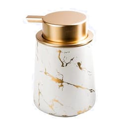 Simcat Hand Soap Dispenser Marble Dish Soap Dispenser Countertop Hand Lotion Pump Bottles Ceramic Lotion Container Refillable Liquid Hand Soap Jar Shower Dispenser for Bathroom Kitchen (Marble Matte White)