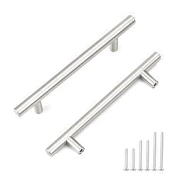 Probrico 10 Pack 128mm(5inch) Hole Centers Cabinet Handles Stainless Steel Cabinet Pulls Cabinet Knobs Length 192mm(7.5inch) Brushed Nickel