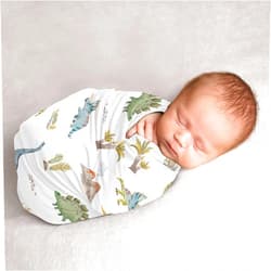 Sweet Jojo Designs Watercolor Dinosaur Dino Boy Baby Swaddle Blanket Infant Newborn Lightweight Jersey Stretchy Receiving Security Stroller Cover Green Blue Modern Jurassic Nature Animal Turquoise Tan