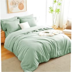 CozyLux Queen Comforter Set 7 Pieces Bed in a Bag Queen, Sage Green Bedding Comforter Set with Sheets All Season, 7PC Bed Sets with Comforter, Fitted Sheets, Flat Sheets, Pillow Shams and Pillowcases