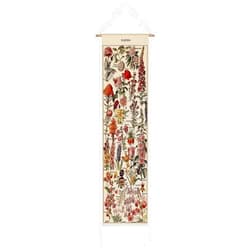 Tegeme Vintage Tapestry 52 x 13 Inch, Long Vertical Wall Hanging Reference Illustrative Botanical Tassel Tapestry for Bedroom Living Room Home Decoration(Flower)