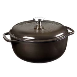 Lodge 6 Quart Enameled Cast Iron Dutch Oven with Lid – Dual Handles – Oven Safe up to 500° F or on Stovetop - Use to Marinate, Cook, Bake, Refrigerate and Serve – Midnight Chrome