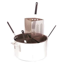 Crestware 20 Quart, Four Compartment, Three Piece Aluminum Pasta Cooker with Pot, Perforated Insert and Pan Cover