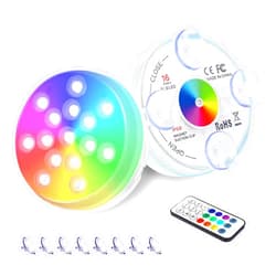 AquaMiracle Upgraded Submersible LED Lights Pool Lights with Remote, Battery Powered Underwater Waterproof LED Lights, Shower Lights, for Aquarium, Hot Tub, Bathtub, Pool, Party, Vase Base (2-Pack)