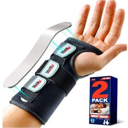 FEATOL Carpal Tunnel Wrist Brace Night Support 2 Pack - Pain Relief Tendonitis, Sprained，Arthritis, Carpal Tunnel Syndrome -Metal Splint Stabilizer With Hand Brace -FOR Sleeping Women Men -Right&Left (M/L)