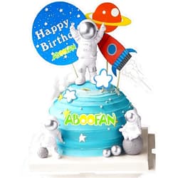 ABOOFAN 3pcs Astronaut Figurines Cake Topper Outer Space Action Figure Statue PVC Spaceman Model Decorative Party Display Miniature Astronaut Toys