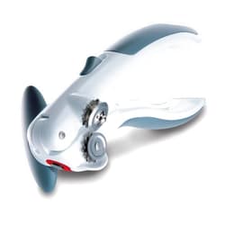 Zyliss Lock N' Lift Can Opener with Lid Lifter Magnet - Manual Opener with Locking Mechanism - Easy-to-Turn - Magnetic Can Opener - White/Gray