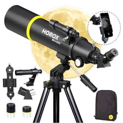 HOROX Telescope 80mm Aperture 500mm Refractor Telescope for Adults, Telescopes for Astronomy with Fullsize Tripod & Phone Adapter, Portable Telescopes Backpack