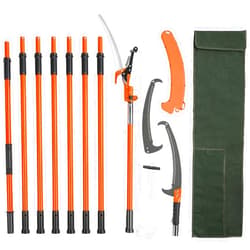 VEVOR Manual Pole Saw, 7.3-27 ft Extendable Tree Pruner, Sharp Steel Blade and Scissors High Branches Trimming, Branch Trimmer with Lightweight 8 Fiberglass Handles, for Pruning Palms and Shrubs