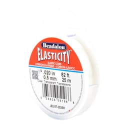 Beadalon Elasticity Stretch Cord, 0.5 mm / .020 in, Clear, 25 m / 82 ft