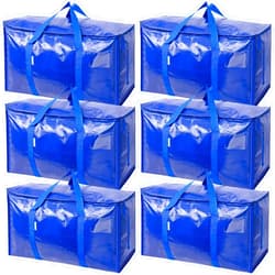 TICONN 6 Pack Extra Large Moving Bags with Zippers & Carrying Handles, Heavy-Duty Storage Tote Moving Boxes for Space Saving