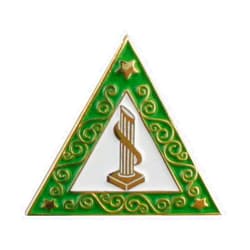 Hattricks Goodimpression Martha OES Eastern Star Green Triangle Lapel Pin One Inch Gold Plated