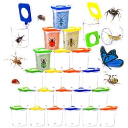 ZOOFOX 24 Pack Insect Bug Viewer, Catcher Bug Magnifying Insert Box with Colored Lids, Insect Cage Container for Science Nature Exploration Tool