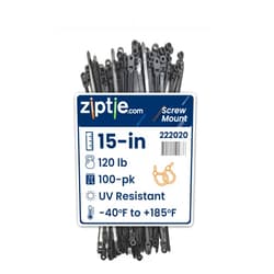 ZipTie.com 15-Inch Black Zip Ties With Screw Hole - 120-lb Tensile Strength Cord Management & Secure Mounting - UL 21 Listed Tie Wraps - Indoor & Outdoor Multi-Purpose (100-Pack)