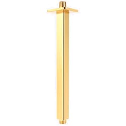 NearMoon Ceiling Mounted Shower Arm with Flange, Universal Connection 1/2 NPT Straight Square Shower Arm for Fixed Rain Shower Head, Made of Thicken Stainless Steel (12 Inch, Chrome Gold)