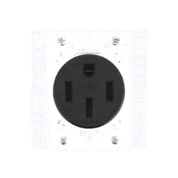 Grainger Bryant 9450FR Industrial Grade 50 Amp NEMA 14-50 Receptacle, Made in USA, Single Flush, 3 Pole 4 Wire Grounding 125/250V, Black
