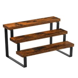 YINMIT Wooden Display Riser Stand, Tiered Perfume and Cologne Organizer Stand, 3 Tier Spice Rack Organizer, Rustic Display Shelf for Candles (3 Tier - 11.4 in)