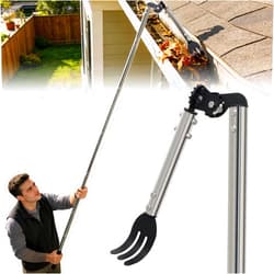 CKLT Gutter Cleaning Tools from the Ground, 8.5 FT Dual-Axis Spring Steel Gutter Cleaner, Adjustable Length Gutter Cleaning Pole with Gutter Rake for Leaves, Muck and Roof Debris