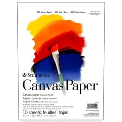 Strathmore 200 Series Canvas Paper, Tape Bound Pad, 9x12 inches, 10 Sheets (115lb/187g) - Artist Paper for Adults and Students - Oil Paint, Acrylic Paint, Mixed Media, Art Journaling