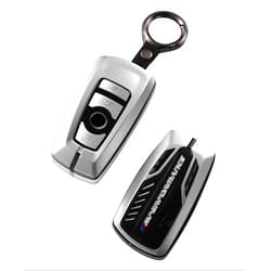 Phmnkl Alloy Car Key Case Rings Cover Holder for BMW 1 3 5 7 Series 530 F48 X1 X2 X3 X4 X5 X6 Classic Engine Head Concept (B Style Sliver)