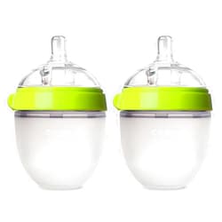 Comotomo Natural Feel Baby Bottle, Anti-Colic Nipple for Newborns, Slow Flow, Green, 5 Ounce, 2 Count