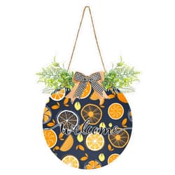 Kigai Orange Lemon Welcome Sign Farmhouse Front Porch Decor Door Hanging Welcome Wreath for Holiday Wall Home Decoration 12 X 12 in