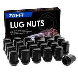 ZOFFI M14x1.5 Lug Nuts 24pcs Replacement for 2011-2018 Jeep Grand Cherokee 2008-2020 Buik Enclave 1999-2020 Cadillac Escalade Aftermarket Wheel - Black Closed End Solid Lug Nuts