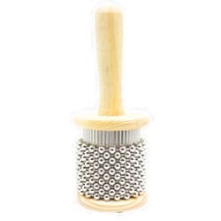 Mowind Wooden Cabasa Pop Hand Shaker Percussion Instrument with Metal Beads Small Size