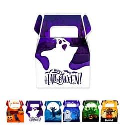 HEYPOMAX 6-Pack Halloween Treat Bags Paper Box Candy Holders Package, Ghost & Pumpkin Prints, Perfect for Parties & Trick-or-Treat