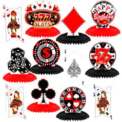 Outus 12 Pieces Casino Party Decorations Casino Table Centerpieces Casino Honeycomb Centerpieces Poker Party Decorations Casino Table Toppers Poker Table Centerpieces for Casino Poker Party Supplies