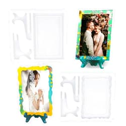 BIGEBO 2 Pack Photo Frame Resin Mold, Rectangular Epoxy Molds with Stand Silicone Picture Frame Casting Molds for Resin Art Craft Projects DIY Personalized Handmade Gifts Home Decor