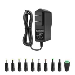 Cysljoyful 9V DC Power Supply 1A Universal AC Adapter, 100-240V 50/60Hz AC to DC 9 Volts 1Amp Power Adapter Transformer, DC 9V Power Cord, 5.5mm x 2.5mm DC Plug & 10 Tips