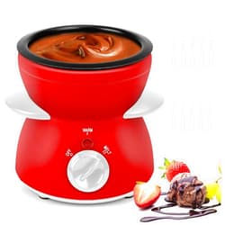 Outamateur Mini Chocolate Melting Pot, Chocolate Fondue Fountain, 8.79OZ Warmer Machine for Milk Chocolate, Cheese, Butter, Candy (Red)