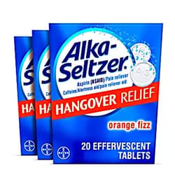 Alka-Seltzer Hangover Relief Effervescent Tablets Formulated for Fast Relief of Headaches, Body Aches and Mental Fatigue, 60CT (20ct x 3) Bundle