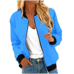 RODYETQQ Bomber Jacket Women Lightweight Comfy Coats Casual Zip Up Windproof Windbreaker Floral Pattern Fashion Outerwears