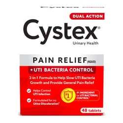 Cystex Dual Action UTI Pain Relief and Prevention, 2-in1 Formula to Help Slow UTI Bacteria Growth and Provide General Pain Relief for Women and Men, FSA HSA Eligible & Approved, 48 Count
