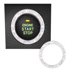 Kewucn Bling Crystal Double Rhinestone Car Engine Start Decoration Ring, Sparkling Push Start Button Sticker, Key Ignition & Knob Ring Decoration, Bling Car Interior Accessory(AB)