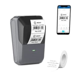 DETONGER P2 Portable Bluetooth Thermal Machine for Small Business, Barcode, Cable, Retail, Clothing, Barcode Printer Compatible with Phones and PC, Grey