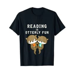 Cute Animal Otter Marten Reading Book Lover Animal Bookworm Gift Otter T-Shirt